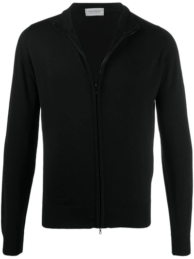 Shop John Smedley Full Zipper Jersey Clothing In Black
