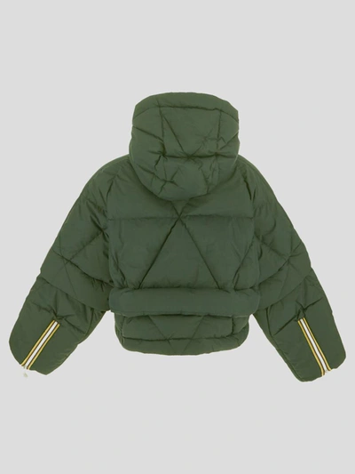 Shop K-way Cropped Down Jacket In Green