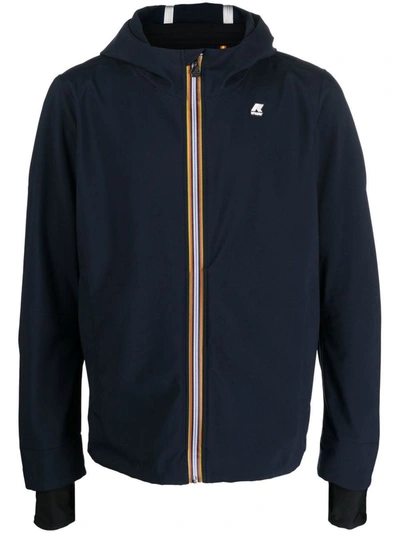 Shop K-way Jacket With Hood In Blue