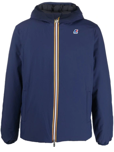 Shop K-way Jacket With Logo Patch In Blue