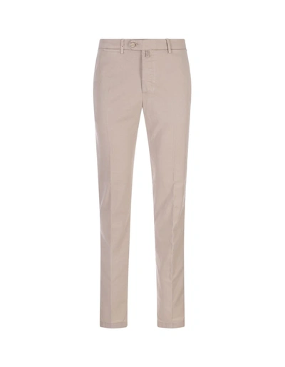 Shop Kiton Beige Cotton Slim Fit Trousers In Brown