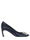 Roger Vivier 70mm Trompette Leather Pumps, Navy