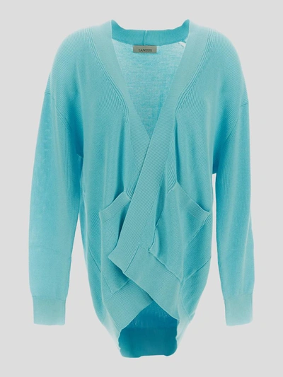 Shop Laneus Cotton Cardigan In <p> Cardigan In Light Blue Cotton With Open Design