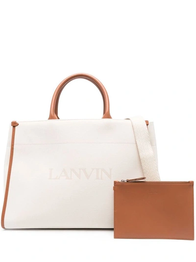 Shop Lanvin Cotton Shopping Bag In White