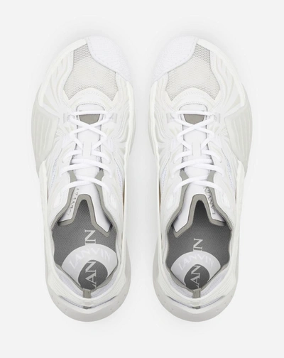 Lanvin Flash-x Mesh Upper Sneakers With Textured Panels In White