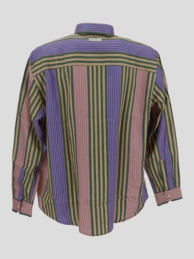 Shop Lc23 Shirts In <p> Shirt In Cotton With Violet/beige/green Stripes Motif