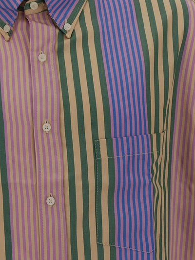 Shop Lc23 Shirts In <p> Shirt In Cotton With Violet/beige/green Stripes Motif