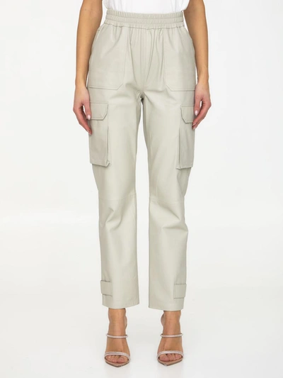 Shop Arma Leather Cargo Pants In Cream