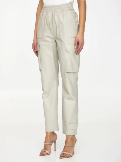 Shop Arma Leather Cargo Pants In Cream