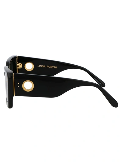 Shop Linda Farrow Sunglasses In 001 Black/yellow Gold/grey