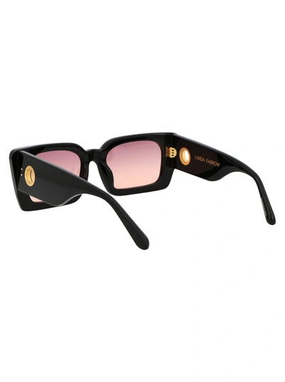 Shop Linda Farrow Sunglasses In Black/yellow Gold/wine Grad
