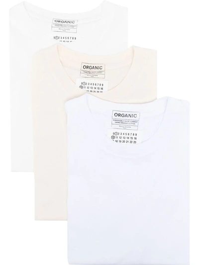 Shop Maison Margiela Maison  Margiela 3-pack Organic Jersey T-shirts In White