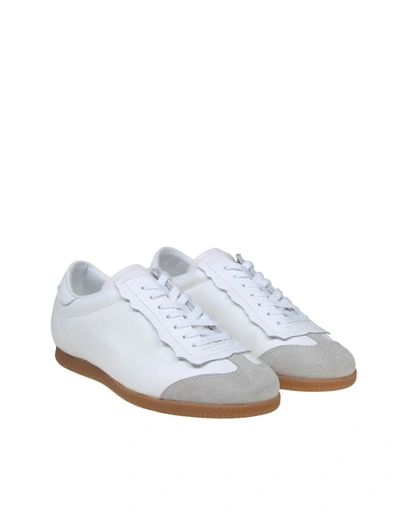 Shop Maison Margiela Sneakers In Leather And Suede In White