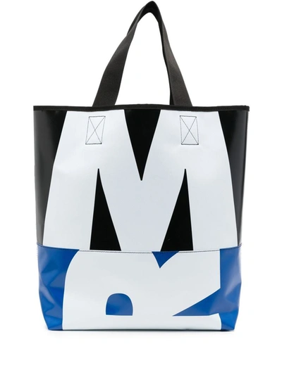 Shop Marni Logo Shopping Bag In Blue
