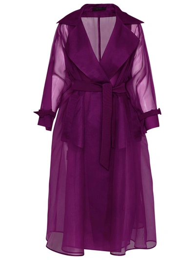 Shop Max Mara Purple Silk Flared Duster In Violet