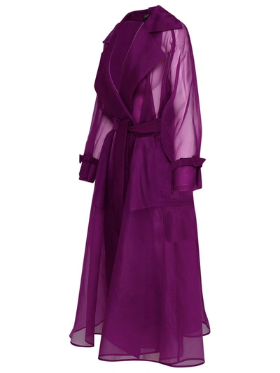 Shop Max Mara Purple Silk Flared Duster In Violet