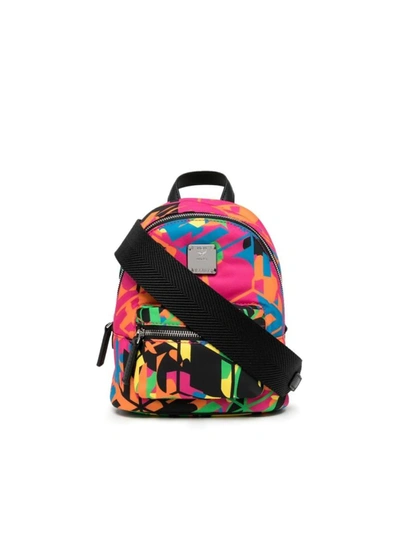 Shop Mcm Stark Logo Backpack Shoulder Bag In Multiple Colors