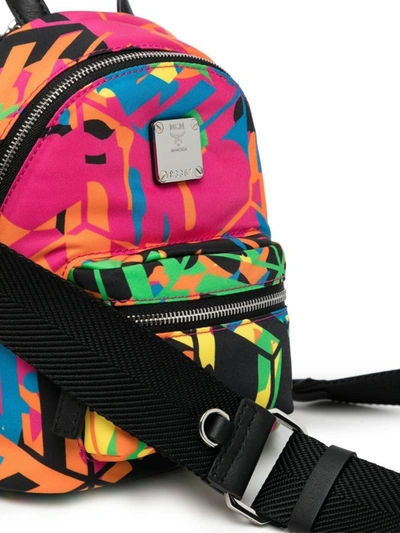 Shop Mcm Stark Logo Backpack Shoulder Bag In Multiple Colors