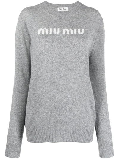 Shop Miu Miu Sweaters In Grey