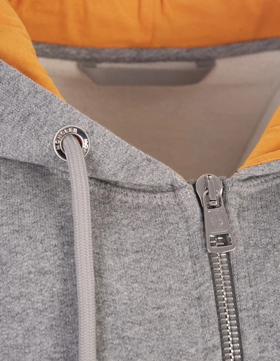Shop Moncler And Orange Zipped Hoodie With Logo In Grey