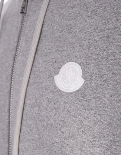 Shop Moncler And Orange Zipped Hoodie With Logo In Grey