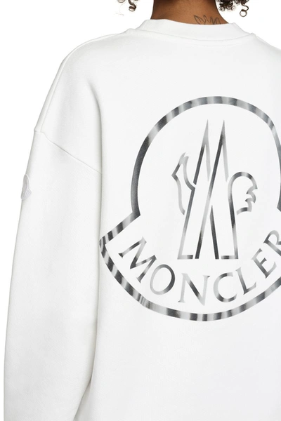 Shop Moncler Logo Detail Cotton Sweatshirt In White