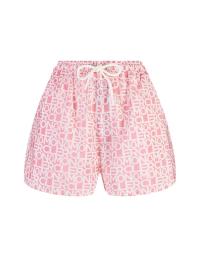 Shop Moncler Logoed Shorts In Pink