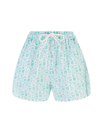 Shop Moncler Mint Logoed Shorts In Green