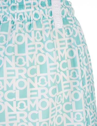 Shop Moncler Mint Logoed Shorts In Green