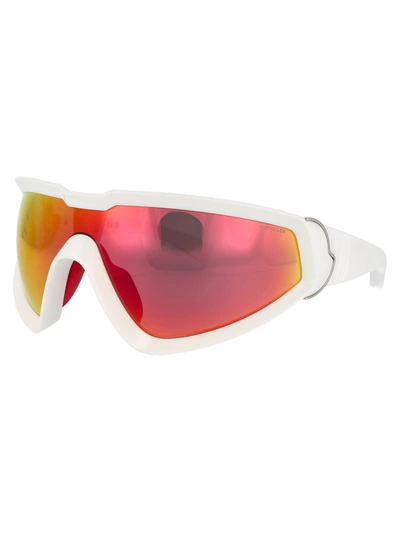 Shop Moncler Sunglasses In 21g White
