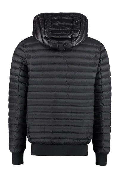 Shop Moose Knuckles Hooded Full-zip Down Jacket In Black