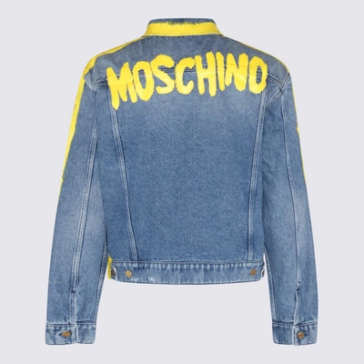 Shop Moschino Blue Denim Jacket In Fantasia Blu