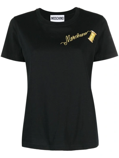 Shop Moschino Cotton T-shirt With Logo In Black