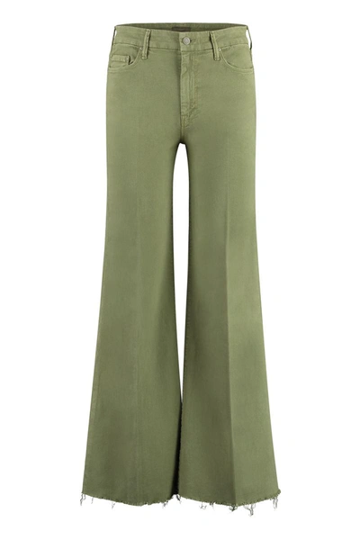 Shop Mother The Roller Fray 5-pocket Jeans In Green