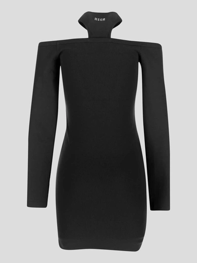 Shop Msgm Off-the Shoulders Mini Dress In Black