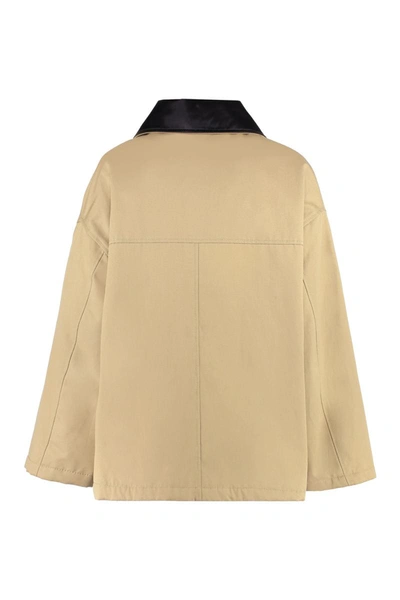 Msgm Zip And Snap Padded Jacket In Beige