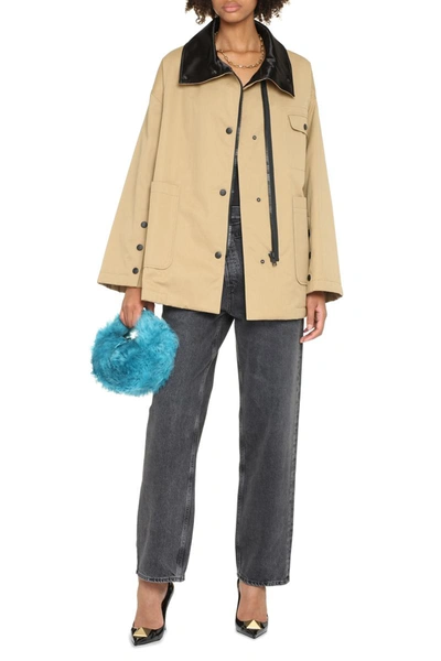 Msgm Zip And Snap Padded Jacket In Beige