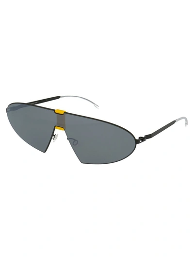 Shop Mykita Sunglasses In 423 Mh40 Black/yellow | Silver Shield