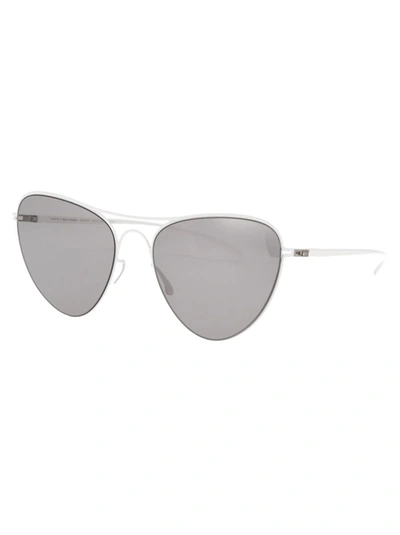 Shop Mykita Sunglasses In 333 E13 White Warm Grey Flash
