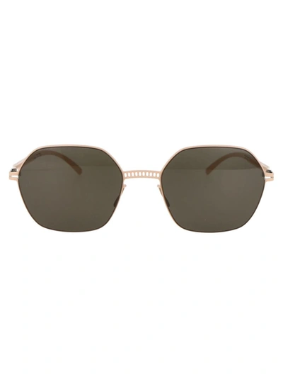 Shop Mykita Sunglasses In 221 E9 Nude Raw Green Solid