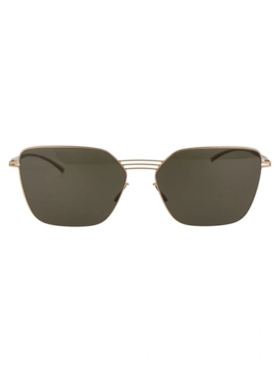 Shop Mykita Sunglasses In 295 E12 Champagne Gold Rawgreen Solid