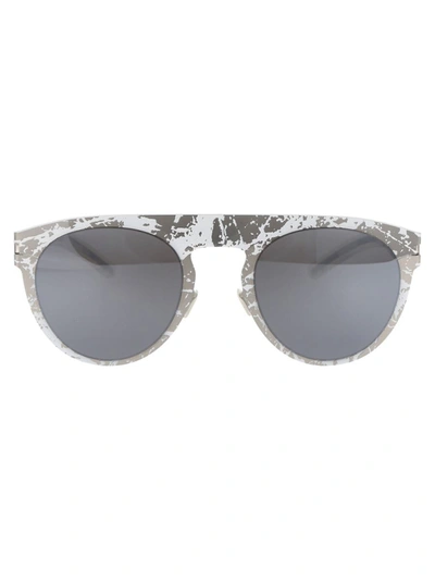 Shop Mykita Sunglasses In 265 Silver White Stone Brown Flash