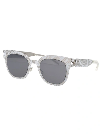 Shop Mykita Sunglasses In 241 Silver White Python Brown Flash