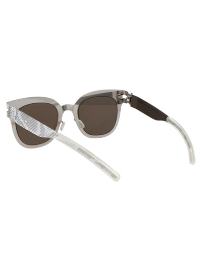 Shop Mykita Sunglasses In 241 Silver White Python Brown Flash