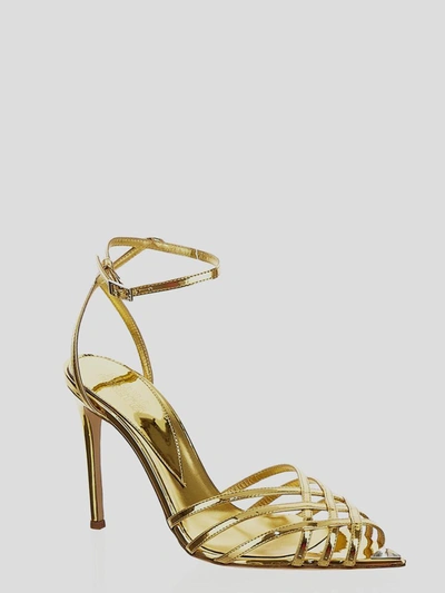 Shop Nicolo' Beretta Nicolò Beretta Sandals In <p>nicolò Beretta Sandals In Golden Fabric With Pointed Toe