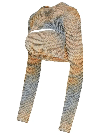 Off-white Long Sleeve Cropped Top Cut-out Detail In Brown