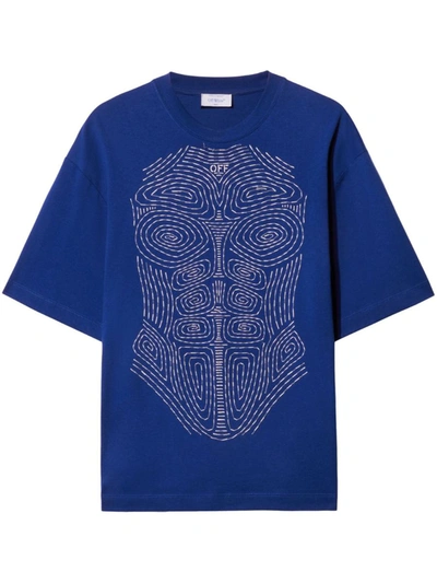 Shop Off-white Body Stitch T-shirt In Blu E Bianco