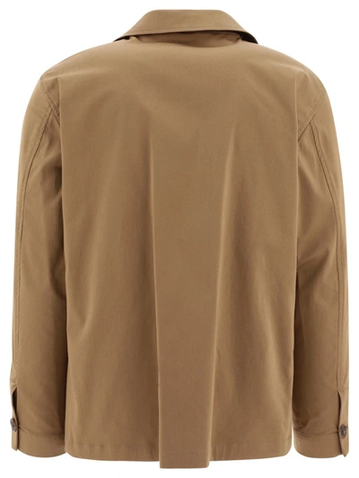 Shop Lardini Overshirt With Breast Pockets In Brown