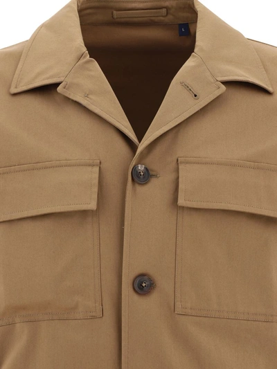 Shop Lardini Overshirt With Breast Pockets In Brown