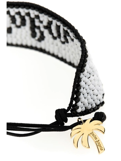 Palm Angels Blackwhite Palm Beads Bracelet In White/black